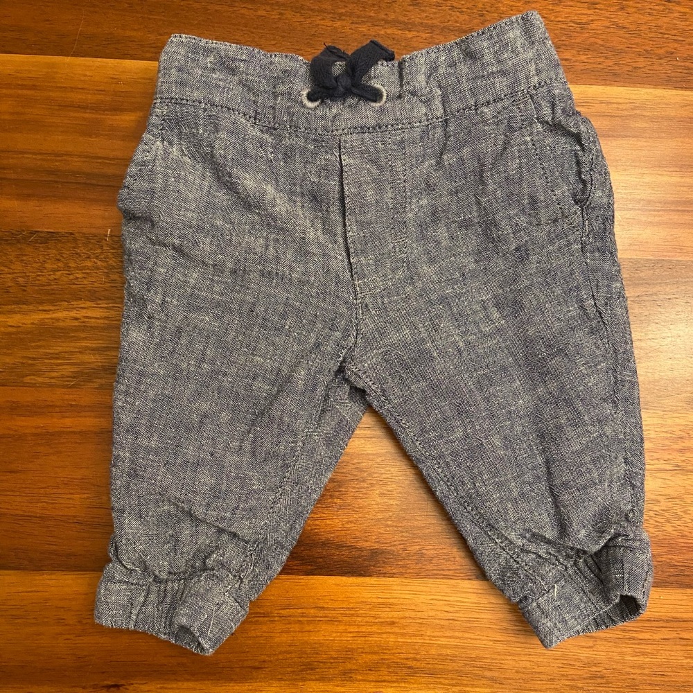 JANIE AND JACK baby lined trouser pants 0-3 months gray navy
